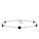 Black Onyx Station Chain Bracelet for Women AAA - Rosec Jewels