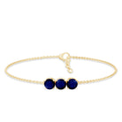 Natural 2.85 Carat Blue Sapphire Three Stone Chain Bracelet AAA - Rosec Jewels