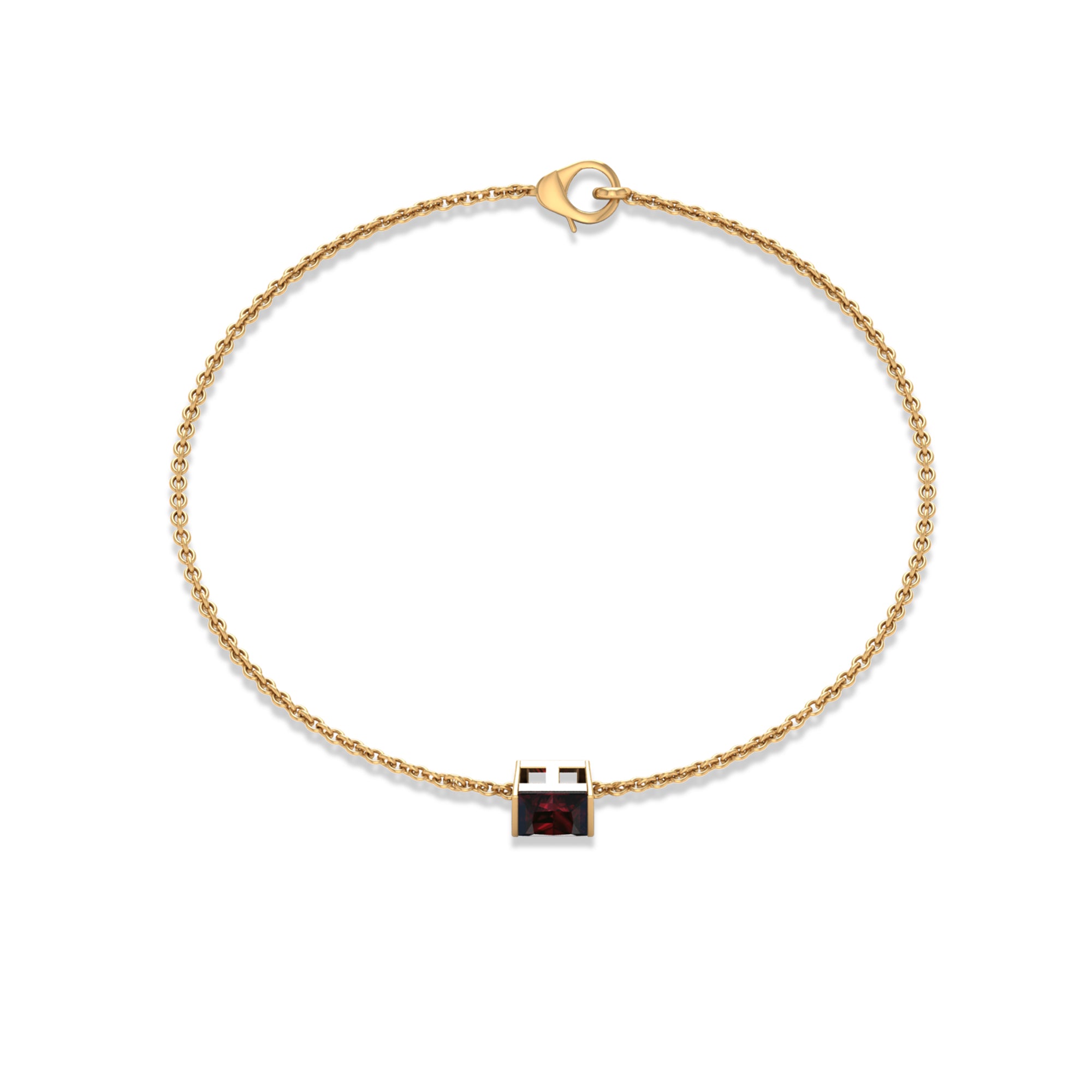 Genuine 1.4 Carat Princess Cut Garnet Solitaire Chain Bracelet AAA - Rosec Jewels