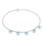 Bezel Set Aquamarine 5 Stone Chain Bracelet AAA - Rosec Jewels