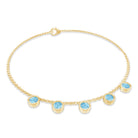Bezel Set Aquamarine 5 Stone Chain Bracelet AAA - Rosec Jewels