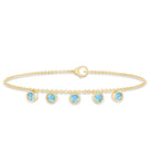 Bezel Set Aquamarine 5 Stone Chain Bracelet AAA - Rosec Jewels