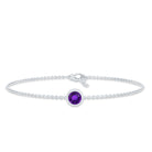 1.2 Carat Genuine Amethyst Solitaire Chain Bracelet in Bezel Set AAA - Rosec Jewels