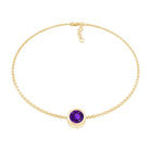 1.2 Carat Genuine Amethyst Solitaire Chain Bracelet in Bezel Set AAA - Rosec Jewels