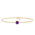 1.2 Carat Genuine Amethyst Solitaire Chain Bracelet in Bezel Set AAA - Rosec Jewels