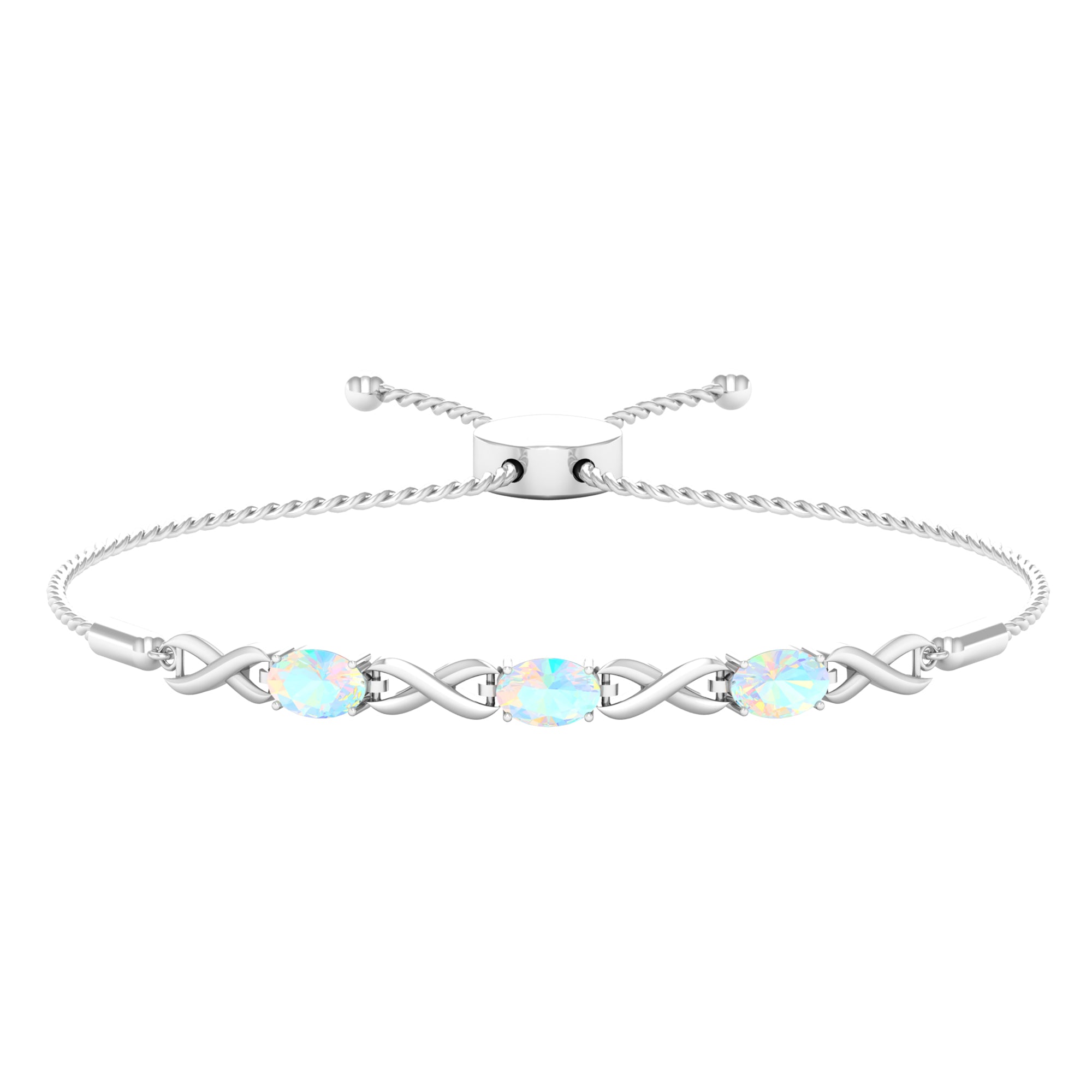 Rosec Jewels-Oval Cut Ethiopian Opal Infinity Link Bolo Bracelet