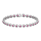Bezel Set Pink Tourmaline Tennis Bracelet Pink Tourmaline - ( AAA ) - Quality - Rosec Jewels