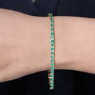 Certified Lab Grown Emerald Tennis Bracelet For Wedding AAAA - Rosec Jewels
