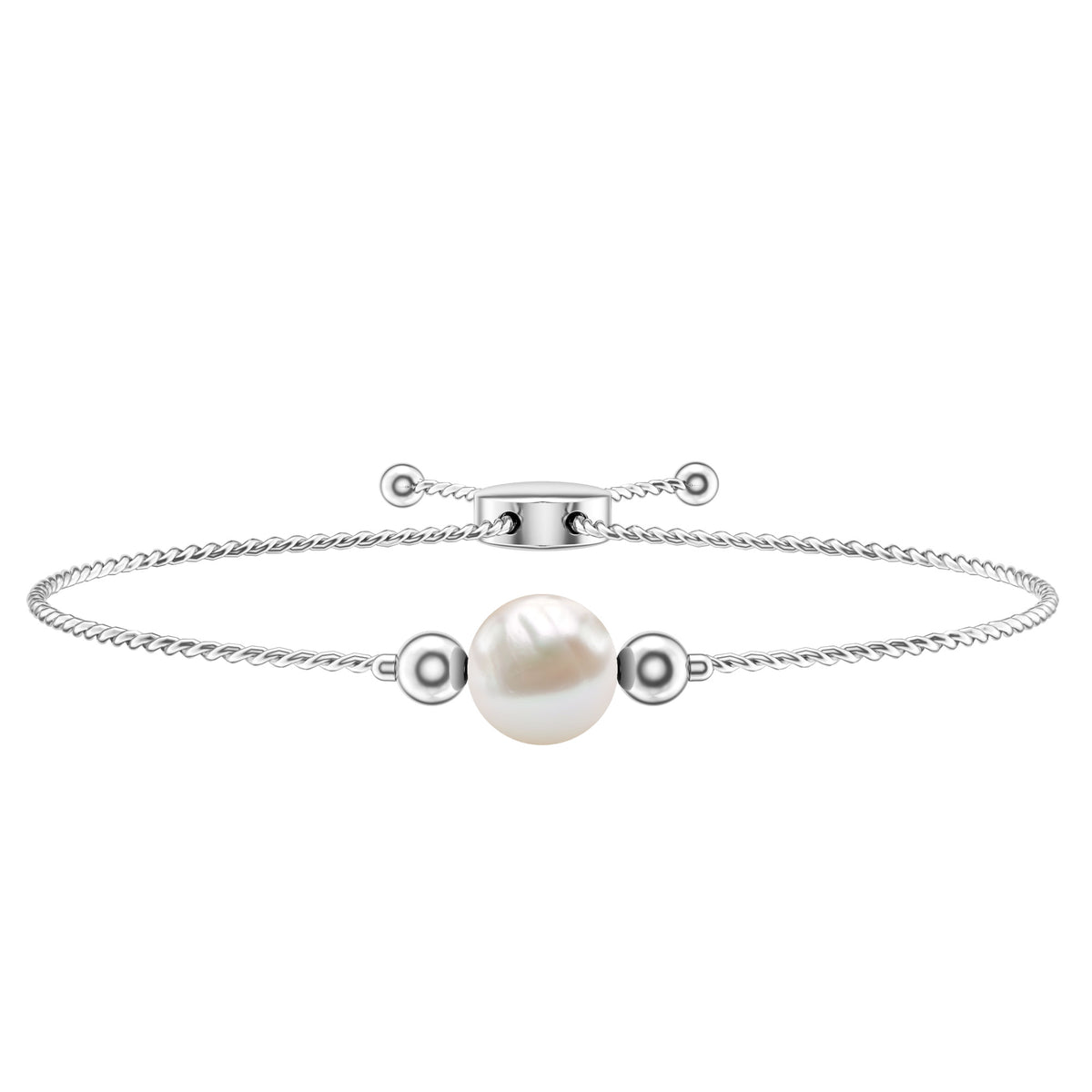 7.4 Carat Freshwater Pearl Solitaire Bolo Bracelet for Women AAA - Rosec Jewels