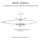 7.4 Carat Freshwater Pearl Solitaire Bolo Bracelet for Women AAA - Rosec Jewels