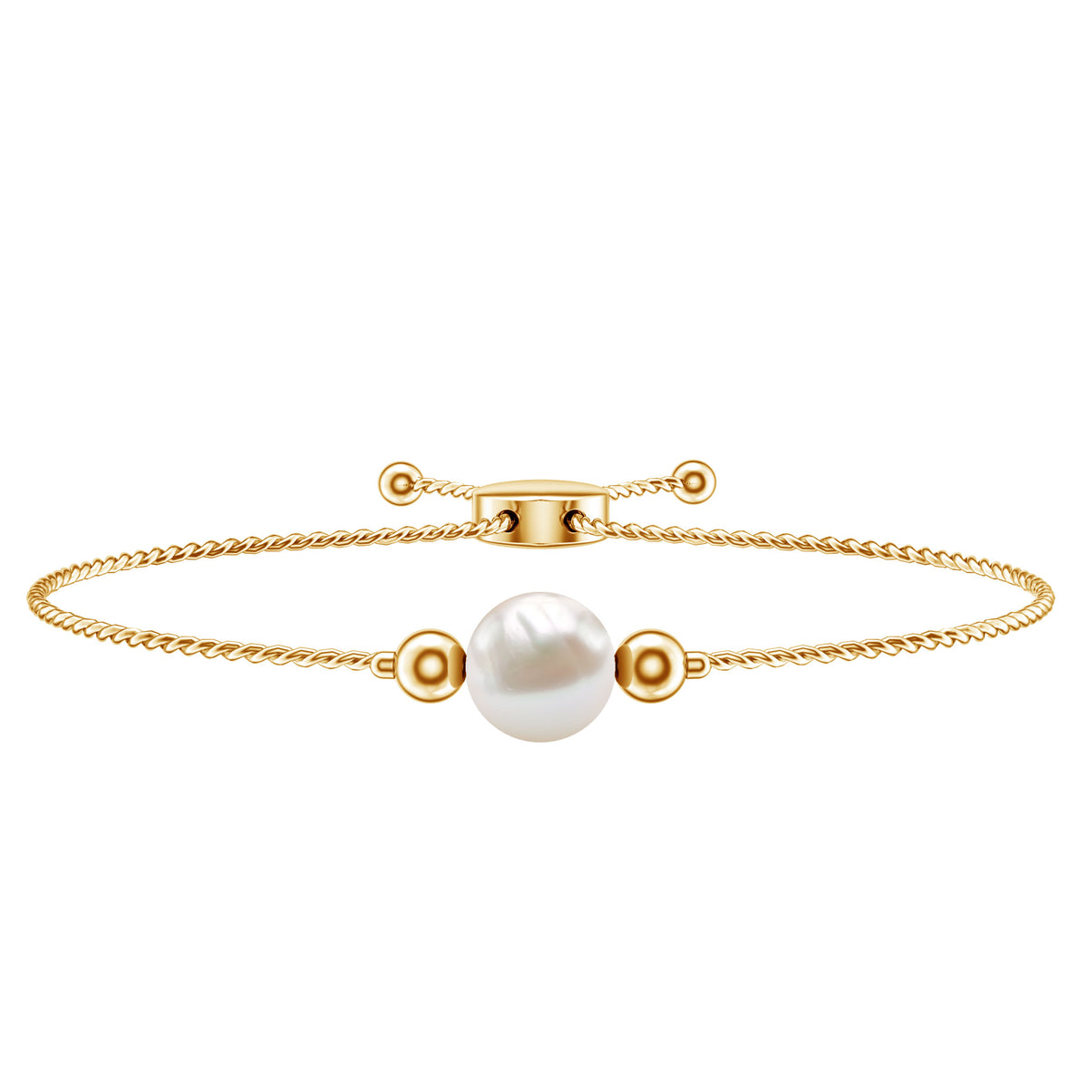 7.4 Carat Freshwater Pearl Solitaire Bolo Bracelet for Women AAA - Rosec Jewels
