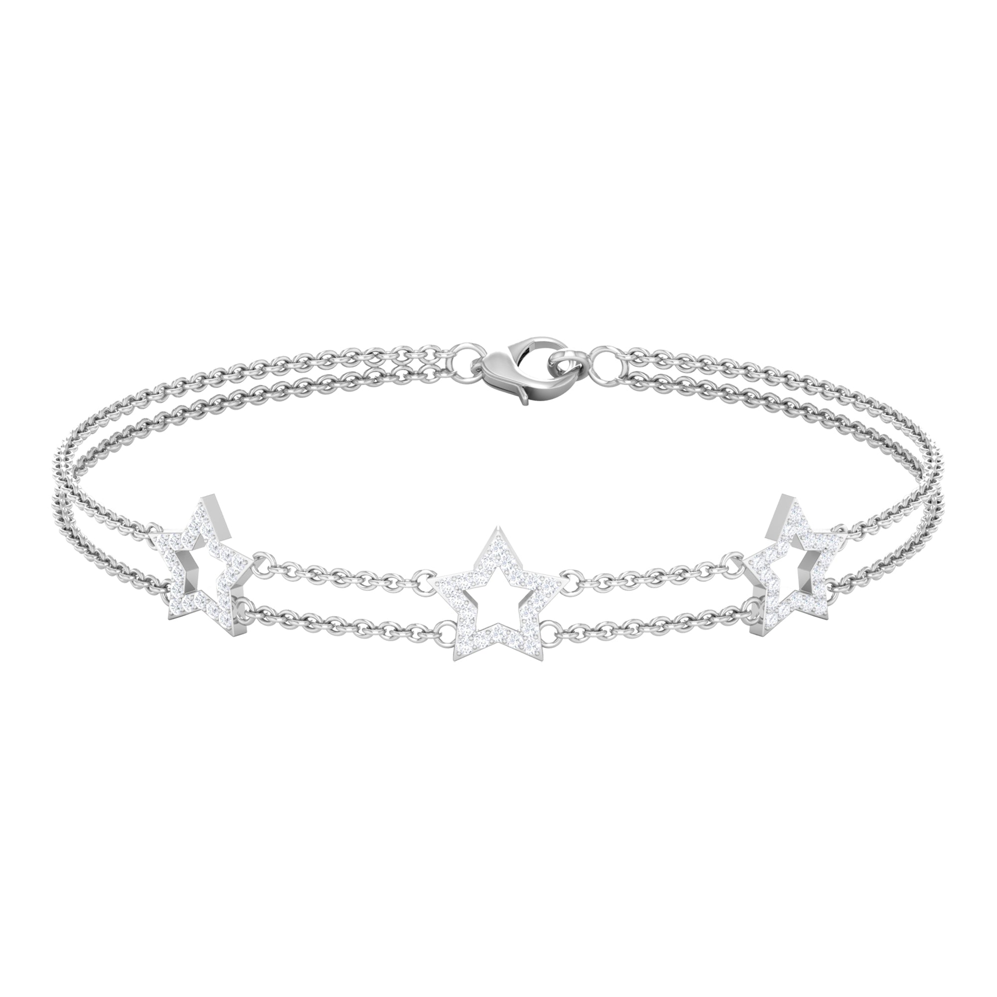 Rosec Jewels-Certified Diamond Star Double Chain Bracelet
