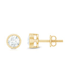 Dainty Moissanite Solitaire Stud Earrings in Bezel Setting D-VS1 - Rosec Jewels