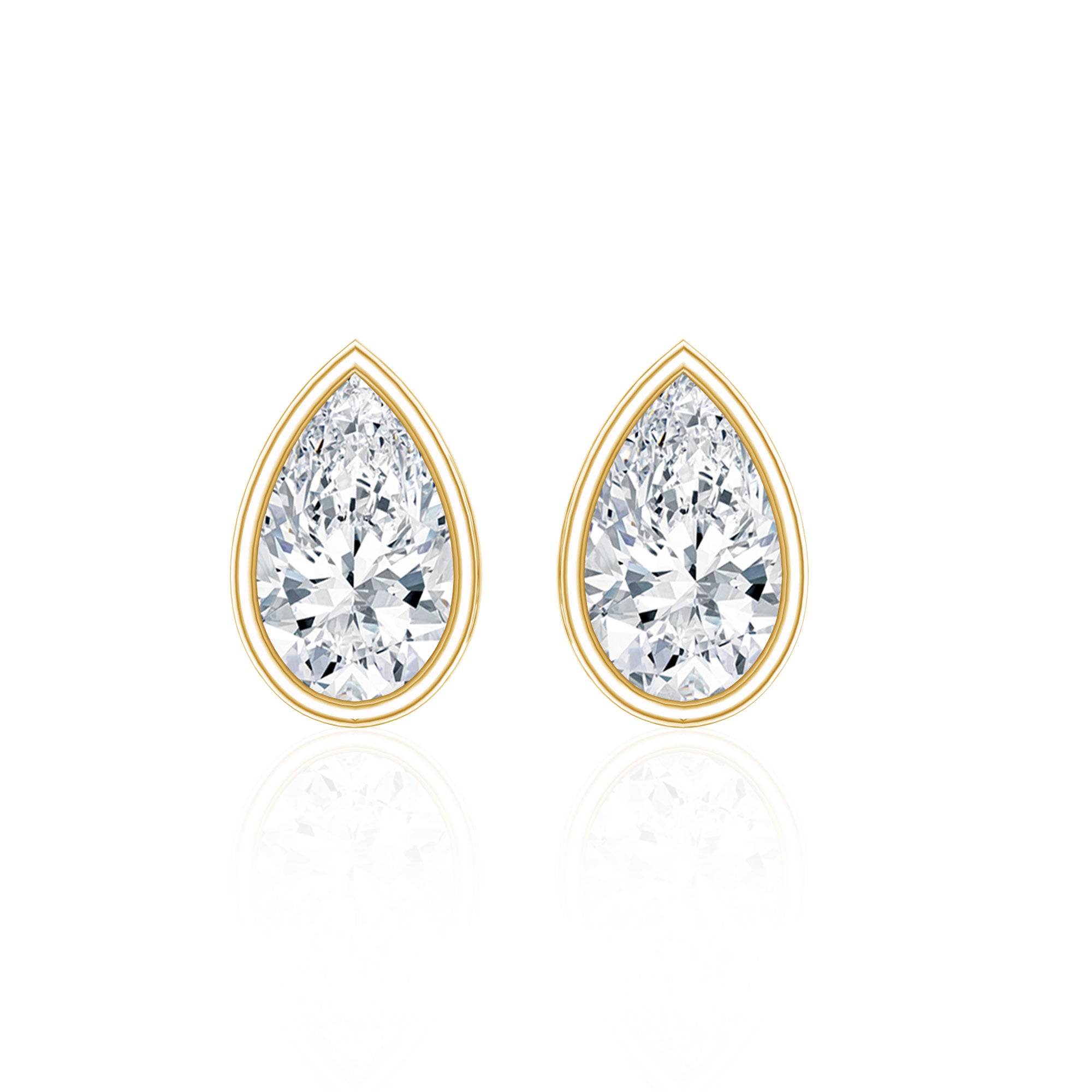 Bezel Set Diamond Tiny Stud Earrings Natural - ( HI-SI ) - Rosec Jewels