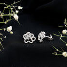 Moissanite Paw Print Earrings With Certificate D-VS1 - Rosec Jewels