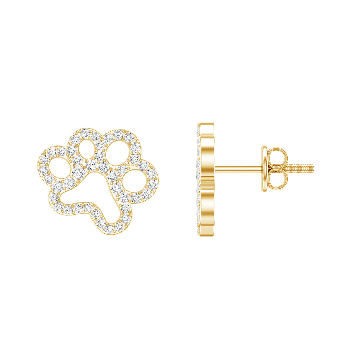 Moissanite Paw Print Earrings With Certificate D-VS1 - Rosec Jewels