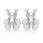 Teddy Bear Stud Earrings for Women with Diamonds Natural - ( HI-SI ) - Rosec Jewels