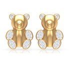 Teddy Bear Stud Earrings for Women with Diamonds Natural - ( HI-SI ) - Rosec Jewels