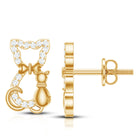 Certified Diamond Cat Stud Earrings Natural - ( HI-SI ) - Rosec Jewels