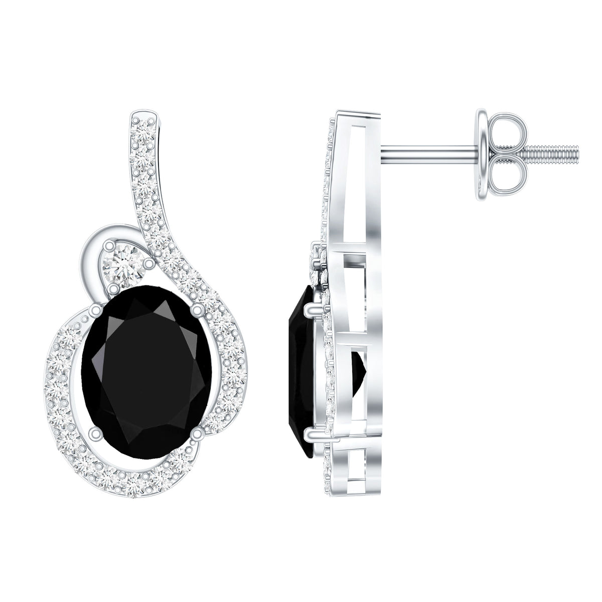 Classic Lab Grown Black Diamond Designer Stud Earrings