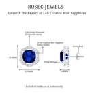 Classic Lab Grown Blue Sapphire Halo Stud Earrings with Diamond AAAA - Rosec Jewels