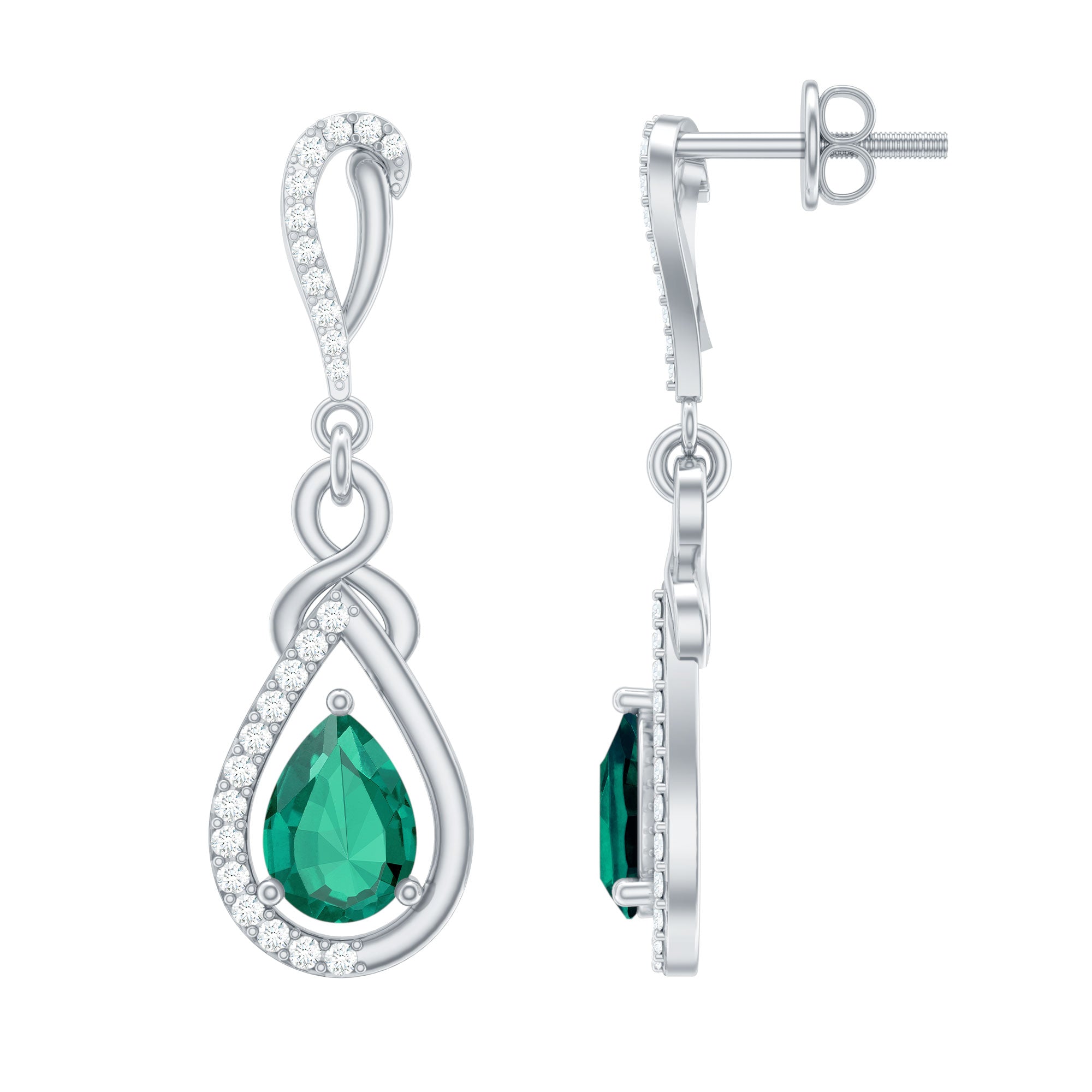Lab Grown Emerald Moissanite Designer Drop Earrings