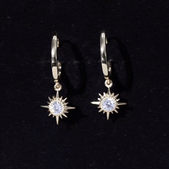 Certified Lab Grown Diamond Sunburst Hoop Earrings Lab - ( EF-VS ) - Rosec Jewels