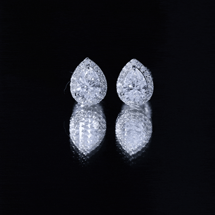 Certified 5X7 MM Lab Grown Diamond Teardrop Stud Earrings Lab - ( EF-VS ) - Rosec Jewels