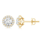 5 MM Round Lab Grown Diamond Halo Stud Earrings With Screw Back Lab - ( EF-VS ) - Rosec Jewels
