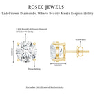 Rosec Jewels-4 Carat Lab Grown Diamond Stud Earrings with IGI Certificate