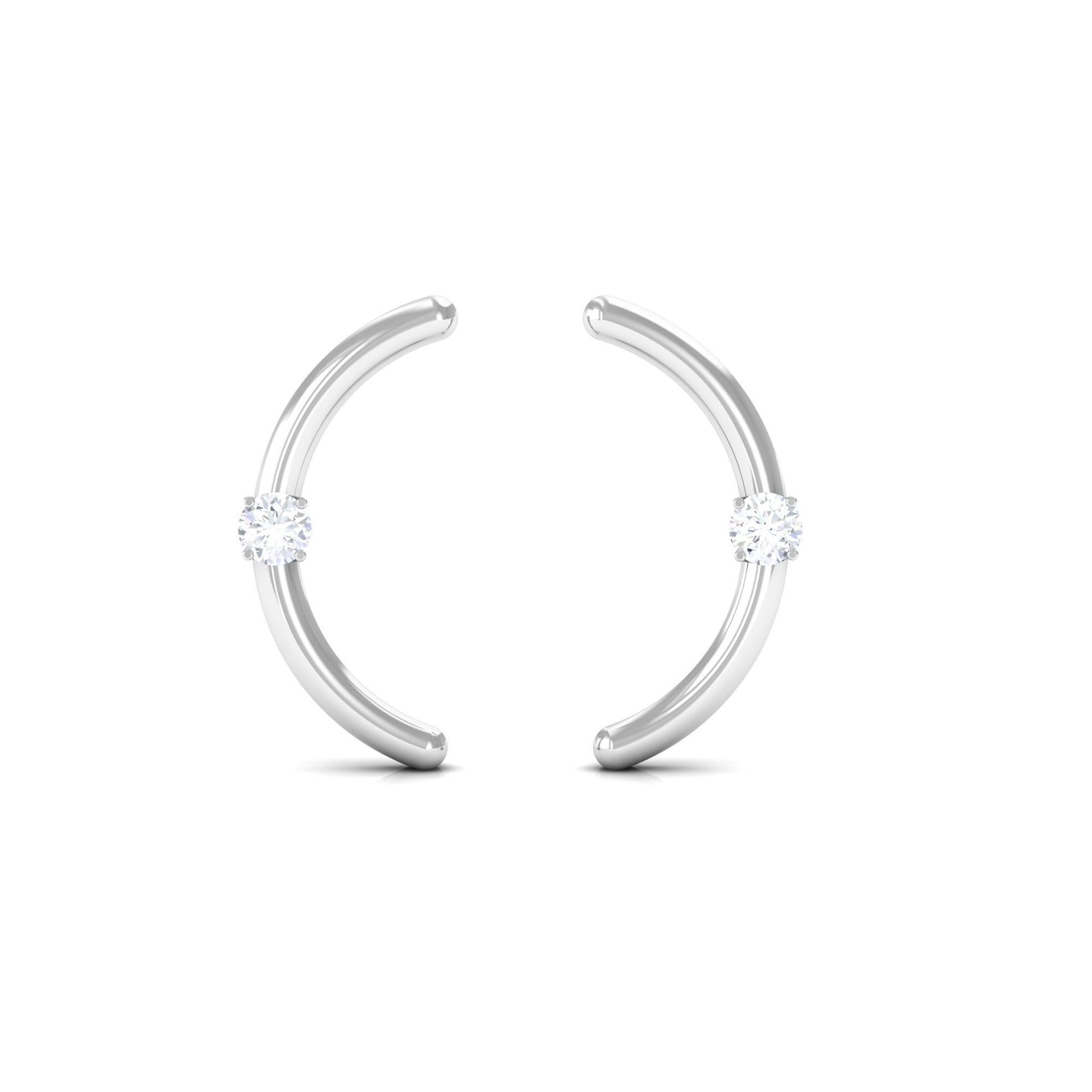 Certified Moissanite Curved Stud Earrings D-VS1 - Rosec Jewels