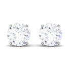 Simulated Diamond Round Solitaire Stud Earrings in Claw Setting Zircon - ( AAAA ) - Quality - Rosec Jewels