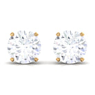 Simulated Diamond Round Solitaire Stud Earrings in Claw Setting Zircon - ( AAAA ) - Quality - Rosec Jewels