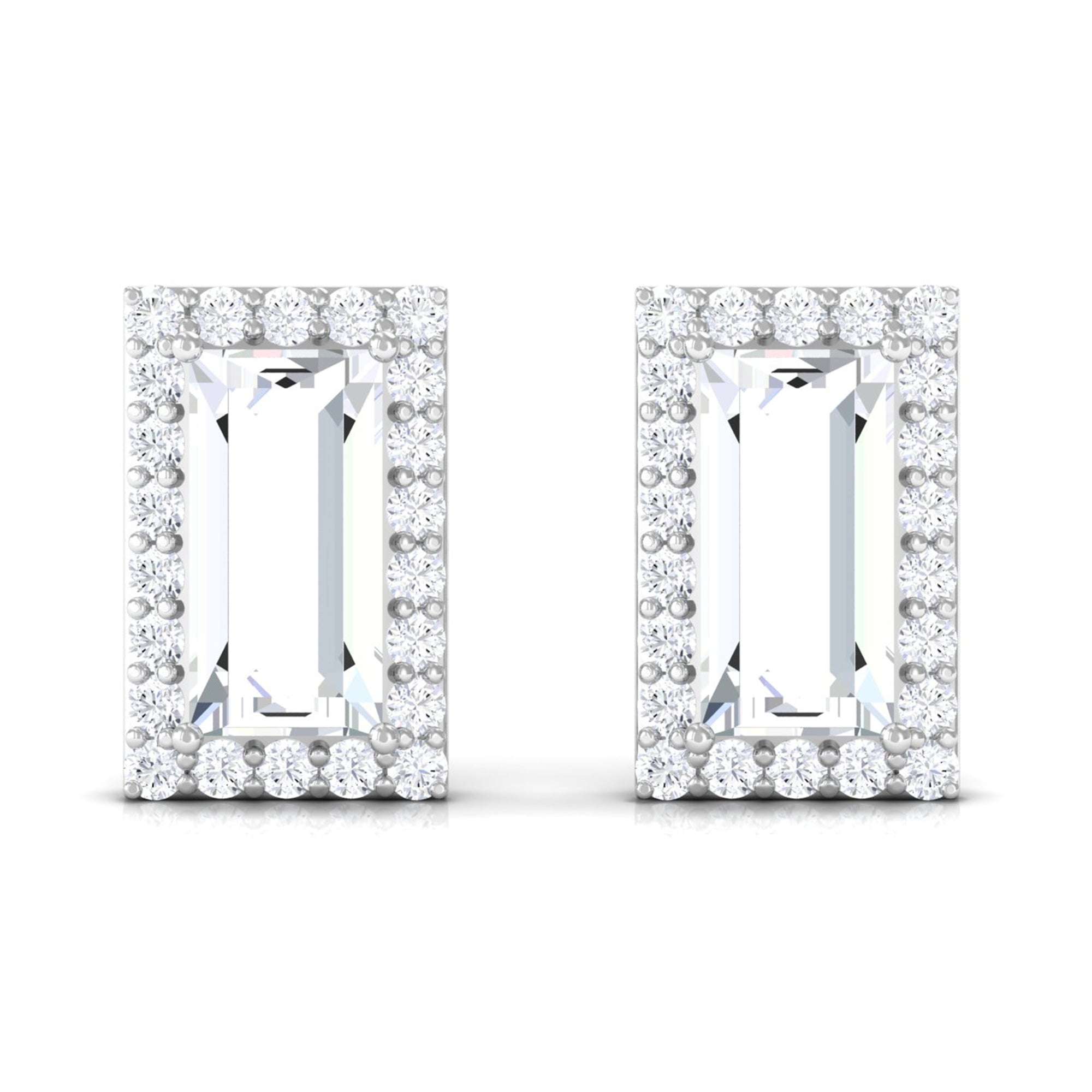 Diamond earrings baguette cut hotsell