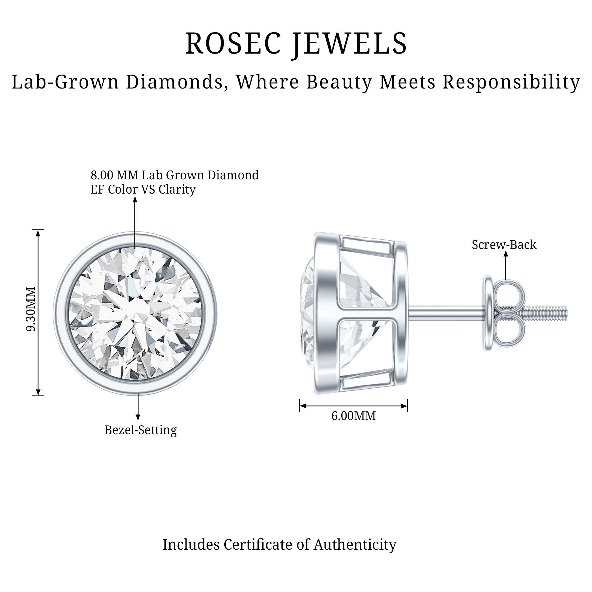 Rosec Jewels-4 CT Lab Grown Diamond Studs with IGI Certificate
