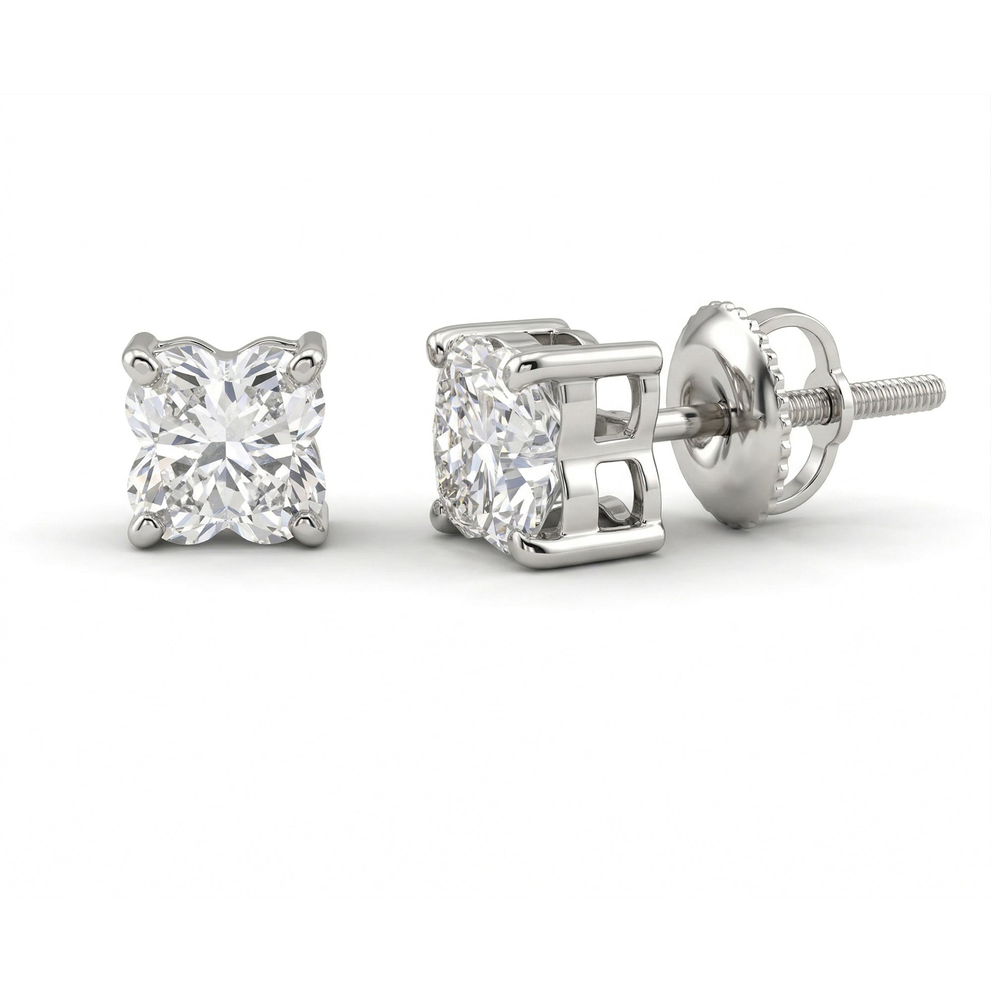 Rosec Jewels-Certified 1.7 Carat Lily Cut Lab Grown Diamond Flower Stud Earrings