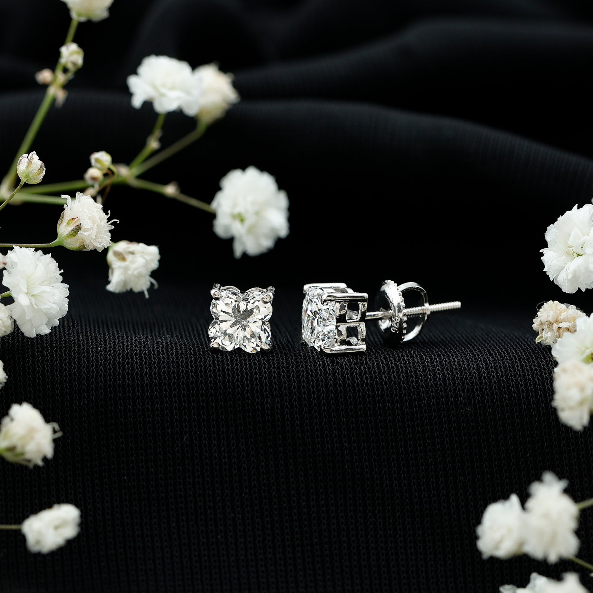 Rosec Jewels-Certified 1.7 Carat Lily Cut Lab Grown Diamond Flower Stud Earrings