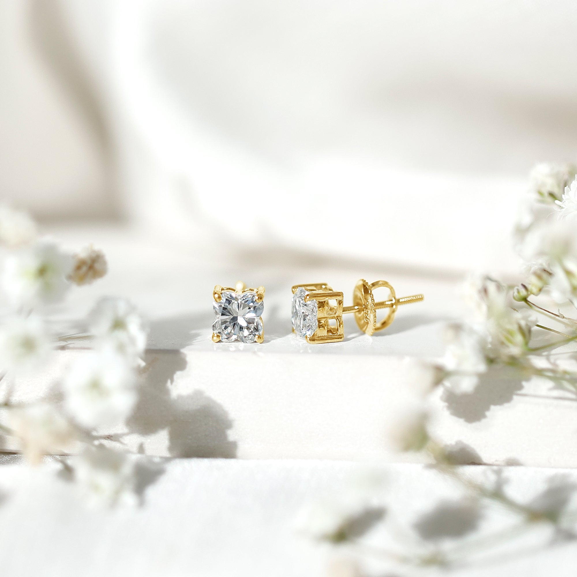 Rosec Jewels-Certified 1.7 Carat Lily Cut Lab Grown Diamond Flower Stud Earrings