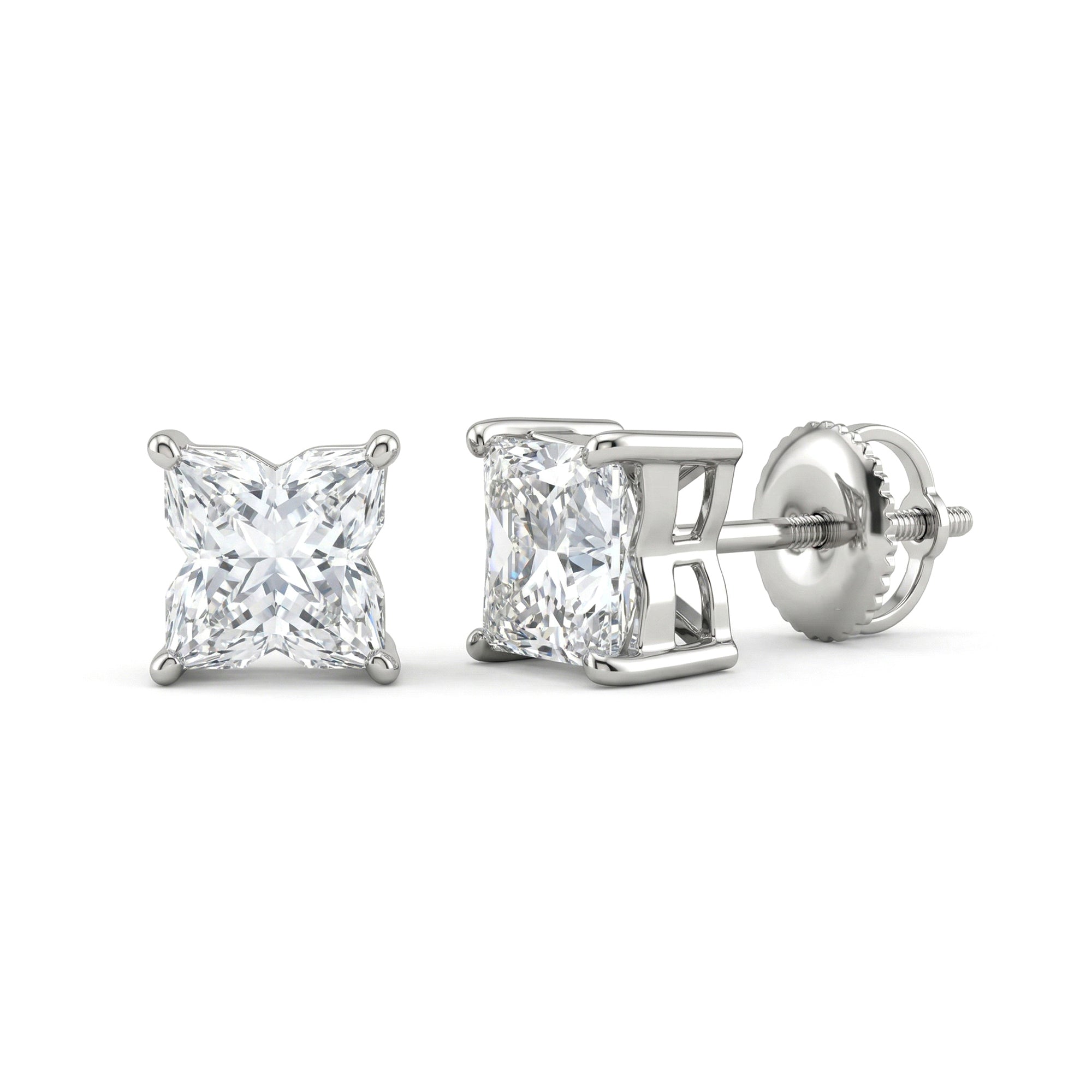 Rosec Jewels-1.7 Carat Lily Cut Certified Lab Grown Diamond Solitaire Stud Earrings