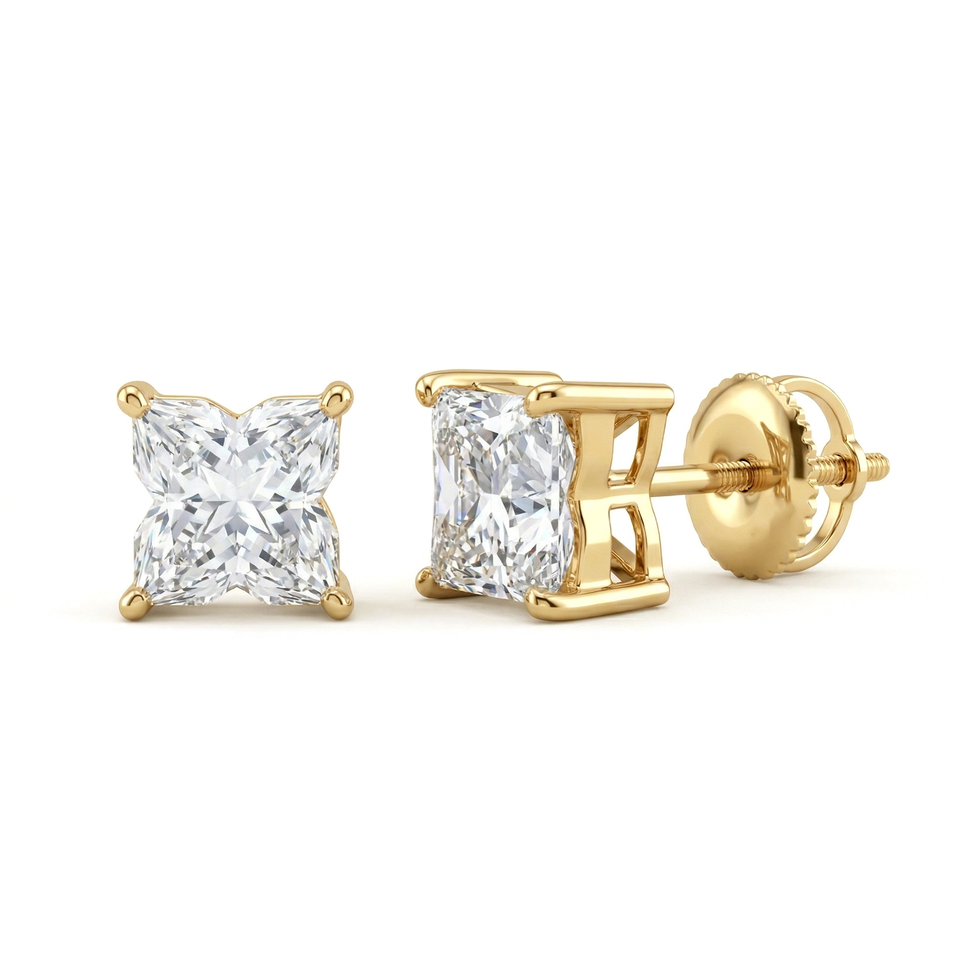 Rosec Jewels-1.7 Carat Lily Cut Certified Lab Grown Diamond Solitaire Stud Earrings