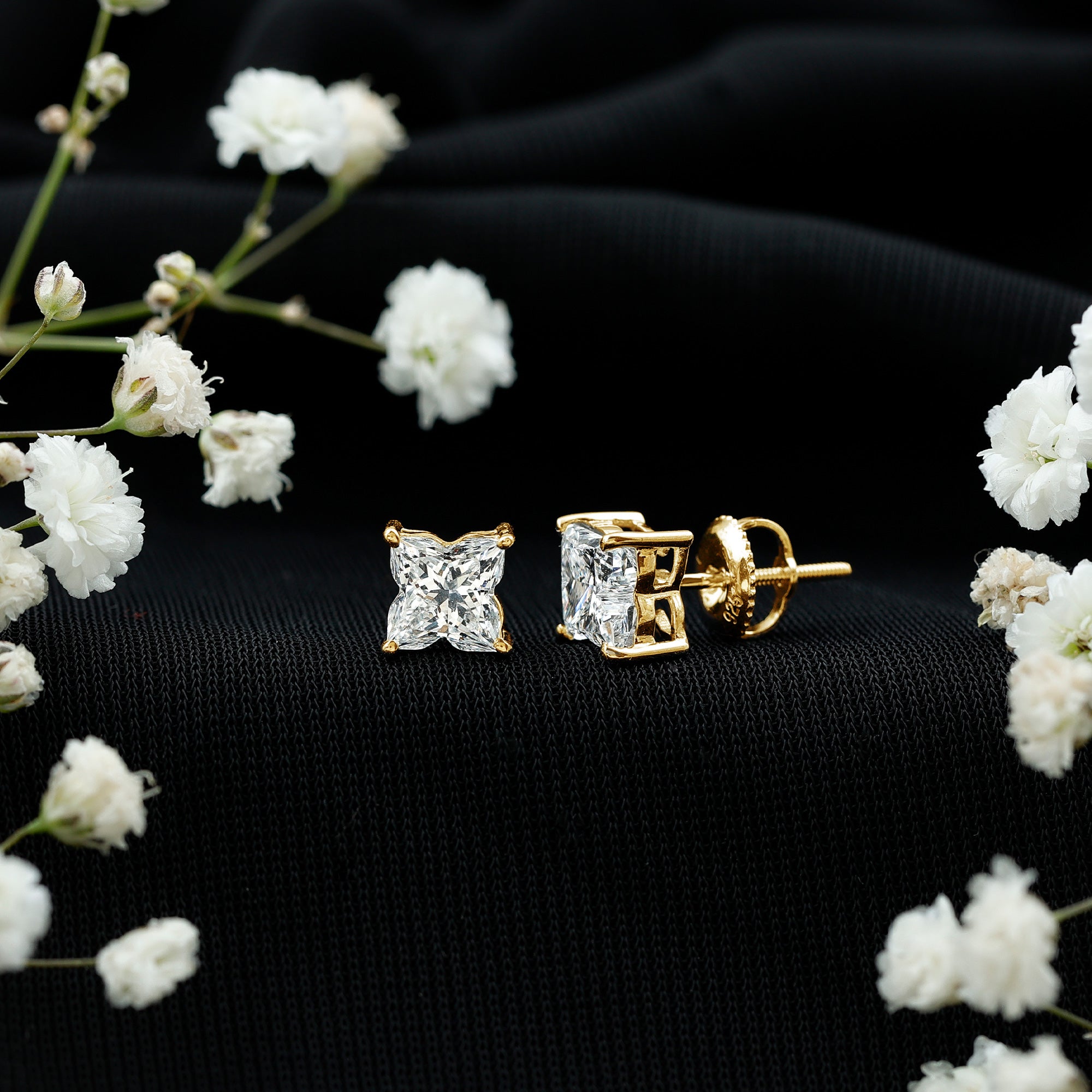 Rosec Jewels-1.7 Carat Lily Cut Certified Lab Grown Diamond Solitaire Stud Earrings