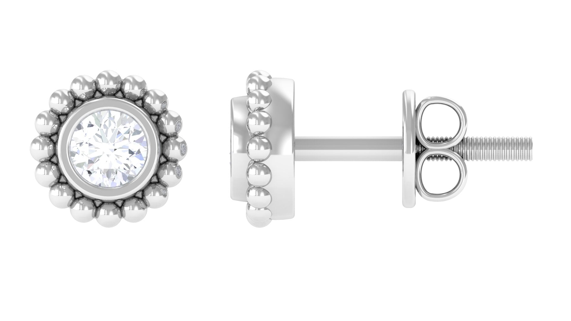 Real Diamond Solitaire Stud Earrings