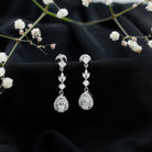 Classic Pear Shape Moissanite Bridal Dangle Earrings D-VS1 - Rosec Jewels