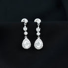 Classic Pear Shape Moissanite Bridal Dangle Earrings D-VS1 - Rosec Jewels