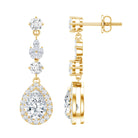 Classic Pear Shape Moissanite Bridal Dangle Earrings D-VS1 - Rosec Jewels