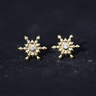 Rosec Jewels-Snowflake Stud Earrings with Bezel Set Diamond