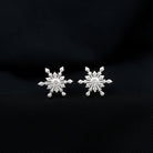 Rosec Jewels-Snowflake Stud Earrings with Bezel Set Diamond