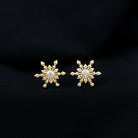 Rosec Jewels-Snowflake Stud Earrings with Bezel Set Diamond