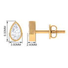 Pear Cut Solitaire Cubic Zirconia Stud Earrings in Bezel Setting Zircon - ( AAAA ) - Quality - Rosec Jewels