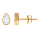Pear Cut Solitaire Cubic Zirconia Stud Earrings in Bezel Setting Zircon - ( AAAA ) - Quality - Rosec Jewels